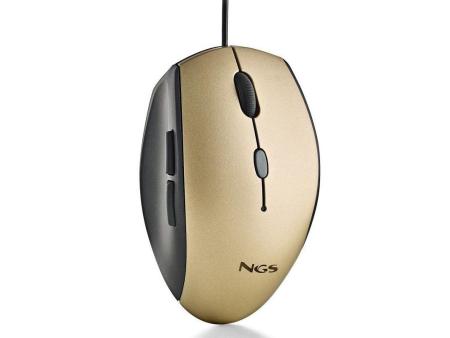 Ratón Ergonómico NGS Moth Gold/ Hasta 1600 DPI/ Dorado