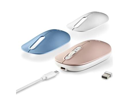 Ratón Inalámbrico por Bluetooth NGS Shell-RB/ Batería recargable/ Hasta 1600 DPI/ Azul/ Blanco/ Rosa