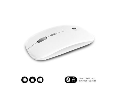 Ratón Inalámbrico por Bluetooth Subblim Dual Flat/ Batería recargable/ Hasta 1600 DPI/ Blanco