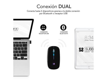 Ratón Inalámbrico por Bluetooth Subblim LED Dual Flat/ Batería recargable/ Hasta 1600 DPI