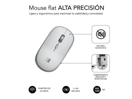 Ratón Mini Inalámbrico Subblim Wireless Mini/ Hasta 1600 DPI/ Plata