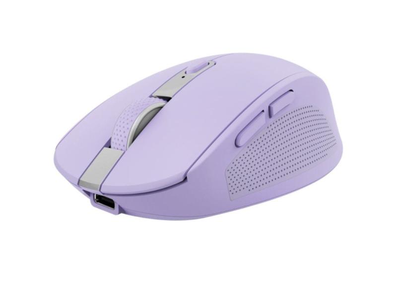 Ratón Inalámbrico por Bluetooth Trust Ozaa Compact Wireless/ Batería recargable/ Hasta 3200 DPI/ Morado