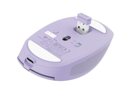 Ratón Inalámbrico por Bluetooth Trust Ozaa Compact Wireless/ Batería recargable/ Hasta 3200 DPI/ Morado