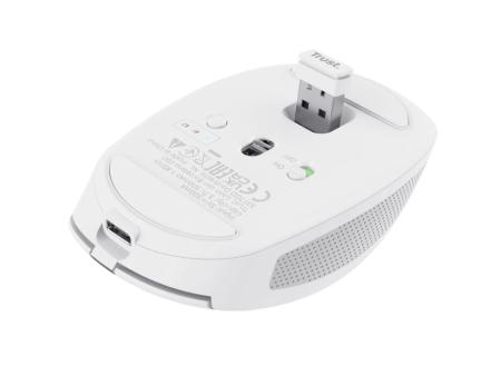 Ratón Inalámbrico por Bluetooth Trust Ozaa Compact Wireless/ Batería recargable/ Hasta 3200 DPI/ Blanco