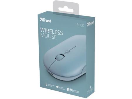 Ratón Inalámbrico por Bluetooth Trust Puck/ Batería recargable/ Hasta 1600 DPI/ Azul