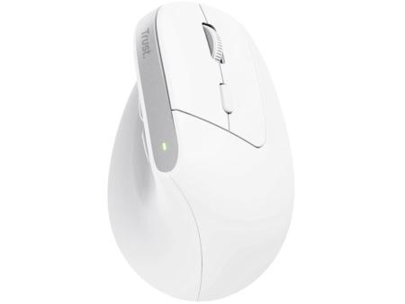 Ratón Ergonómico Inalámbrico por Bluetooth Trust Bayo+/ Batería Recargable/ Hasta 2400 DPI/ Blanco