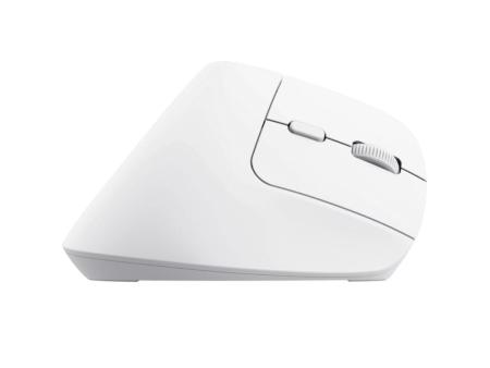 Ratón Ergonómico Inalámbrico por Bluetooth Trust Bayo+/ Batería Recargable/ Hasta 2400 DPI/ Blanco