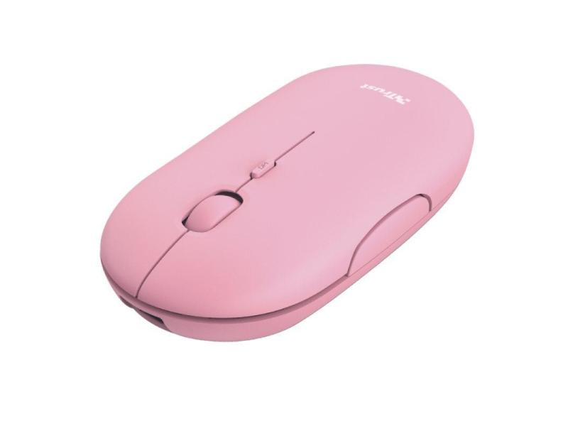 Ratón Inalámbrico por Bluetooth Trust Puck/ Batería recargable/ Hasta 1600 DPI/ Rosa