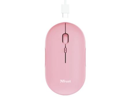 Ratón Inalámbrico por Bluetooth Trust Puck/ Batería recargable/ Hasta 1600 DPI/ Rosa