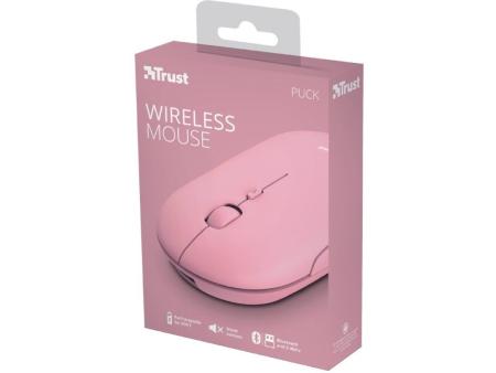 Ratón Inalámbrico por Bluetooth Trust Puck/ Batería recargable/ Hasta 1600 DPI/ Rosa