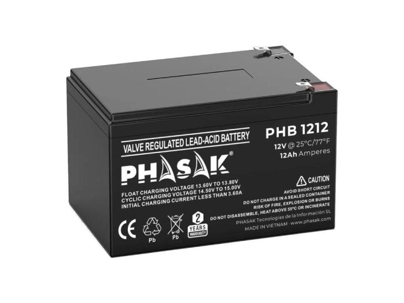 Batería Phasak PHB 1212 compatible con SAI/UPS PHASAK según especificaciones