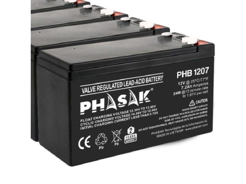 Batería Phasak PHB 1207 compatible con SAI/UPS PHASAK según especificaciones