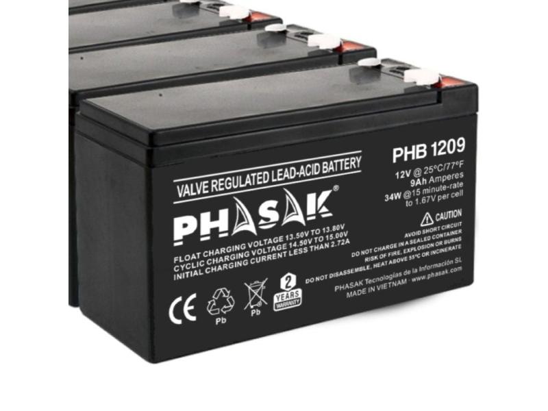 Batería Phasak PHB 1209 compatible con SAI/UPS PHASAK según especificaciones