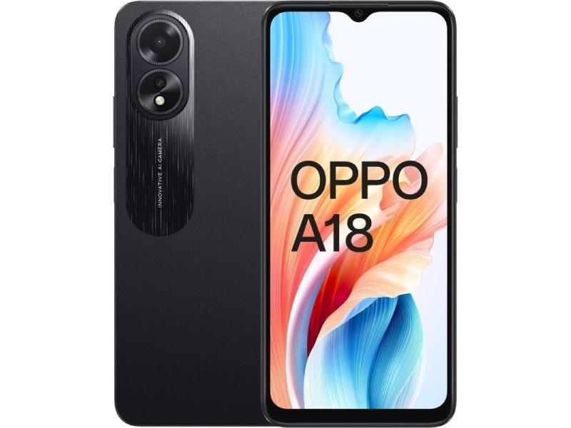 Smartphone Oppo A18 4GB/ 128GB/ 6.56'/ Negro Brillante