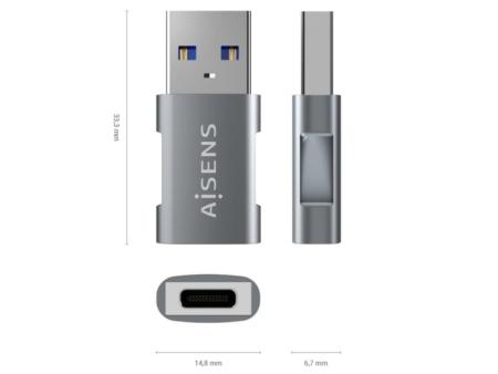 Adaptador USB 3.2 GEN2 Aisens A108-0655/ USB Tipo-C Hembra - USB Macho