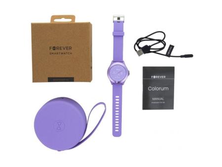 Smartwatch Forever Colorum CW-300/ Notificaciones/ Frecuencia Cardíaca/ Purpura