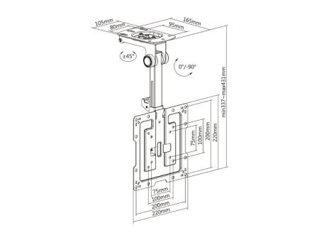 Soporte de Techo Giratorio/ Plegable Aisens CT43S-187 para TV de 19-43'/ hasta 20kg