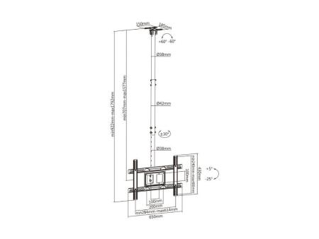 Soporte de Techo Giratorio/ Inclinable/ Extensible Aisens CT80TSE-075 para TV de 37-80'/ hasta 50kg