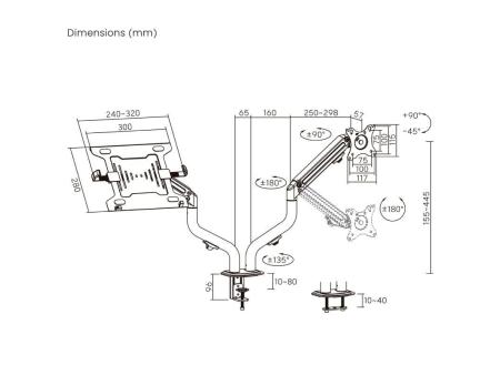 Soporte de Mesa Orientable/ Inclinable DTL32TSR-195 para TV y Portátil de 17-32'