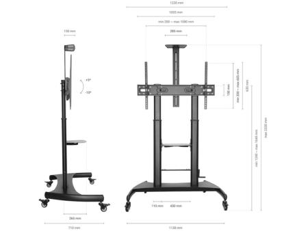 Soporte de Pie Inclinable con Ruedas y Manivela Aisens FT100TE-123 para TV 60-100'/ hasta 100kg