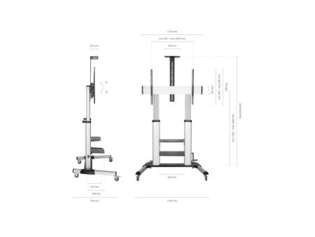 Soporte de Pie Inclinable con Ruedas y Manivela Aisens FT100TE-125 para TV 60-100'/ hasta 100kg