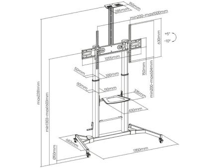 Soporte de Pie Inclinable con Ruedas y Manivela Aisens FT100TE-171 para TV 60-100'/ hasta 100kg