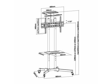 Soporte de Pie Inclinable con Ruedas Aisens FT70TE-035 para TV de 37-70'/ hasta 50kg