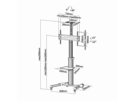 Soporte de Pie Inclinable con Ruedas Aisens FT70TRE-037 para TV 37-70'/ hasta 50kg