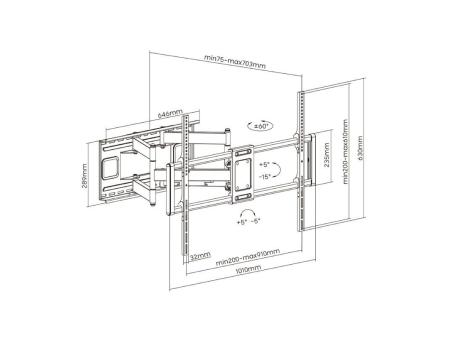 Soporte de Pared Giratorio/ Inclinable/ Nivelable Aisens WT120TSLE-163 para TV de 60-120'/ hasta 120kg