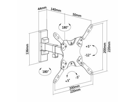 Soporte de Pared Extensible/ Giratorio/ Inclinable/ Nivelable Aisens WT42TSLE-009 para TV de 13-42'/ hasta 20kg