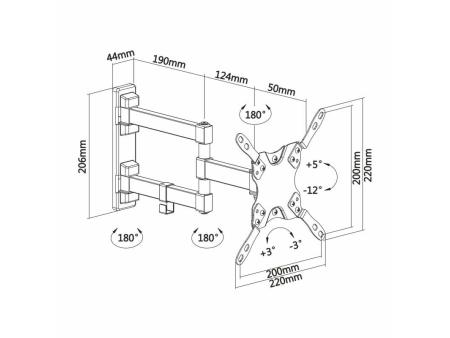 Soporte de Pared Extensible/ Giratorio/ Inclinable/ Nivelable Aisens WT42TSLE-011 para TV de 13-42'/ hasta 20kg