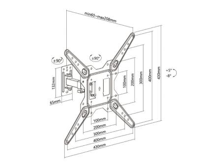 Soporte de Pared Extensible/ Giratorio/ Inclinable/ Aisens WT55TSE-151 para TV de 23-55'/ hasta 30kg