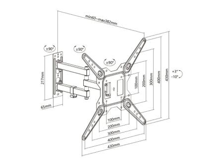 Soporte de Pared Giratorio/ Inclinable/ Aisens WT55TSE-153 para TV de 23-55'/ hasta 30kg