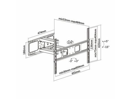 Soporte de Pared Giratorio/ Inclinable/ Nivelable Aisens WT70TSLE-023 para TV de 37-70'/ hasta 40kg