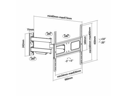 Soporte de Pared Giratorio/ Inclinable/ Nivelable Aisens WT70TSLE-025 para TV de 37-70'/ hasta 50kg