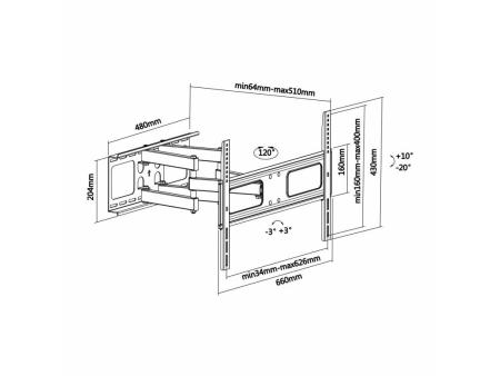 Soporte de Pared Giratorio/ Inclinable/ Nivelable Aisens WT70TSLE-027 para TV de 37-70'/ hasta 50kg