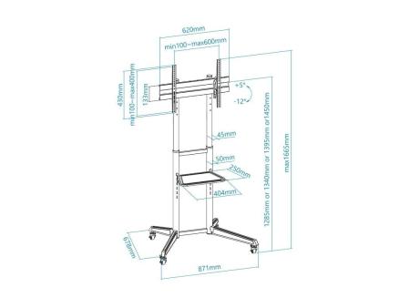 Soporte de Pie Inclinable con Ruedas Tooq FS1170M-B para TV de 37-70'/ hasta 50kg