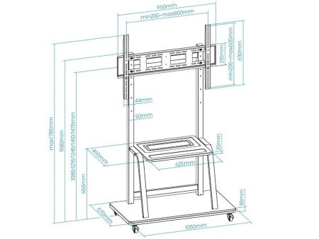 Soporte de Pie con Ruedas TooQ FS20101M-B para TV de 37-100'/ hasta 150kg