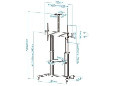 Soporte de Pie Tooq FS20300M-B para TV de 60-100'/ hasta 100kg