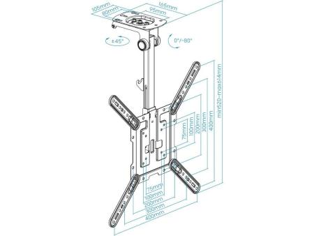 Soporte de Techo Giratorio/ Inclinable TooQ LPCE1123TSLI-B para TV de 23-55'/ hasta 20kg