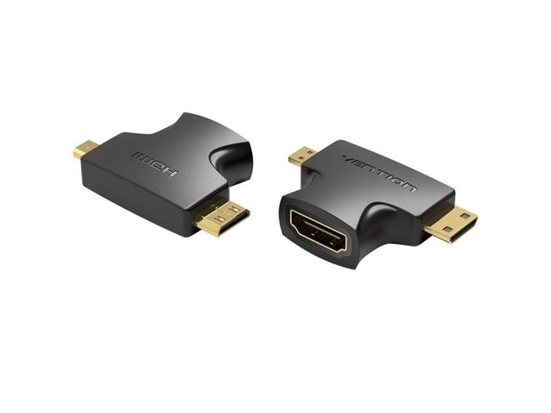 Adaptador HDMI 2 en 1 Vention AGFB0/ HDMI Hembra a Micro HDMI Macho - Mini HDMI Macho