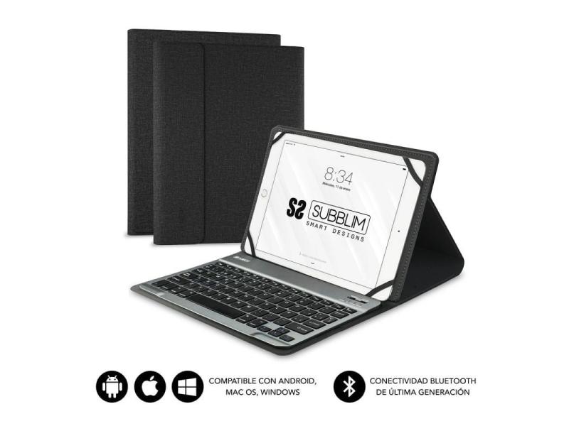 Funda con Teclado Subblim Keytab Pro Bluetooth para Tablets de 10.1'-10.8'/ Negra