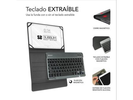 Funda con Teclado Subblim Keytab Pro Bluetooth para Tablets de 10.1'-10.8'/ Negra