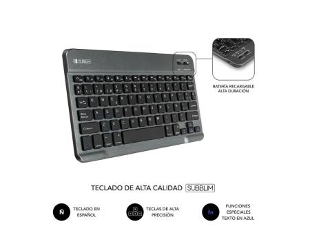 Funda con Teclado Subblim Keytab Pro Bluetooth para Tablets de 10.1'-10.8'/ Negra