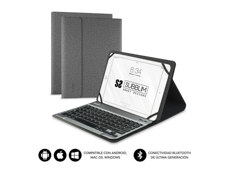 Funda con Teclado Subblim Keytab Pro Bluetooth para Tablets de 10.1'-10.8'/ Gris