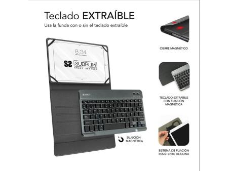 Funda con Teclado Subblim Keytab Pro Bluetooth para Tablets de 10.1'-10.8'/ Gris