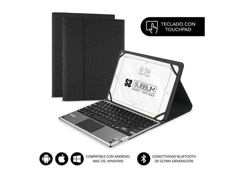 Funda con Teclado Subblim Keytab Pro Bluetooth Touchpad para Tablets de 10.1'-10.8'/ Negra