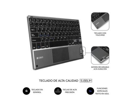 Funda con Teclado Subblim Keytab Pro Bluetooth Touchpad para Tablets de 10.1'-10.8'/ Negra