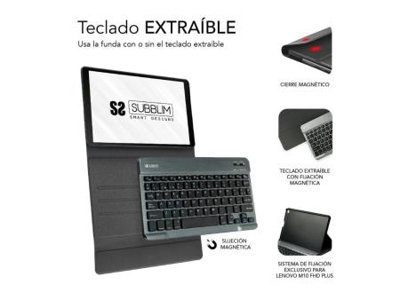 Funda con Teclado Subblim KeyTab Pro BT para Tablet Lenovo Tab M10 FHD Plus de 10.3'/ Negra