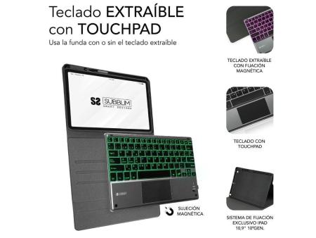 Funda con Teclado Subblim KeyTab Pro BT para Tablet iPad 10.9' 10a Gen/ Negra